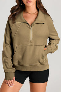 Thumbnail for Half Zip Long Sleeve Sweatshirt - T - 1 COLOR -