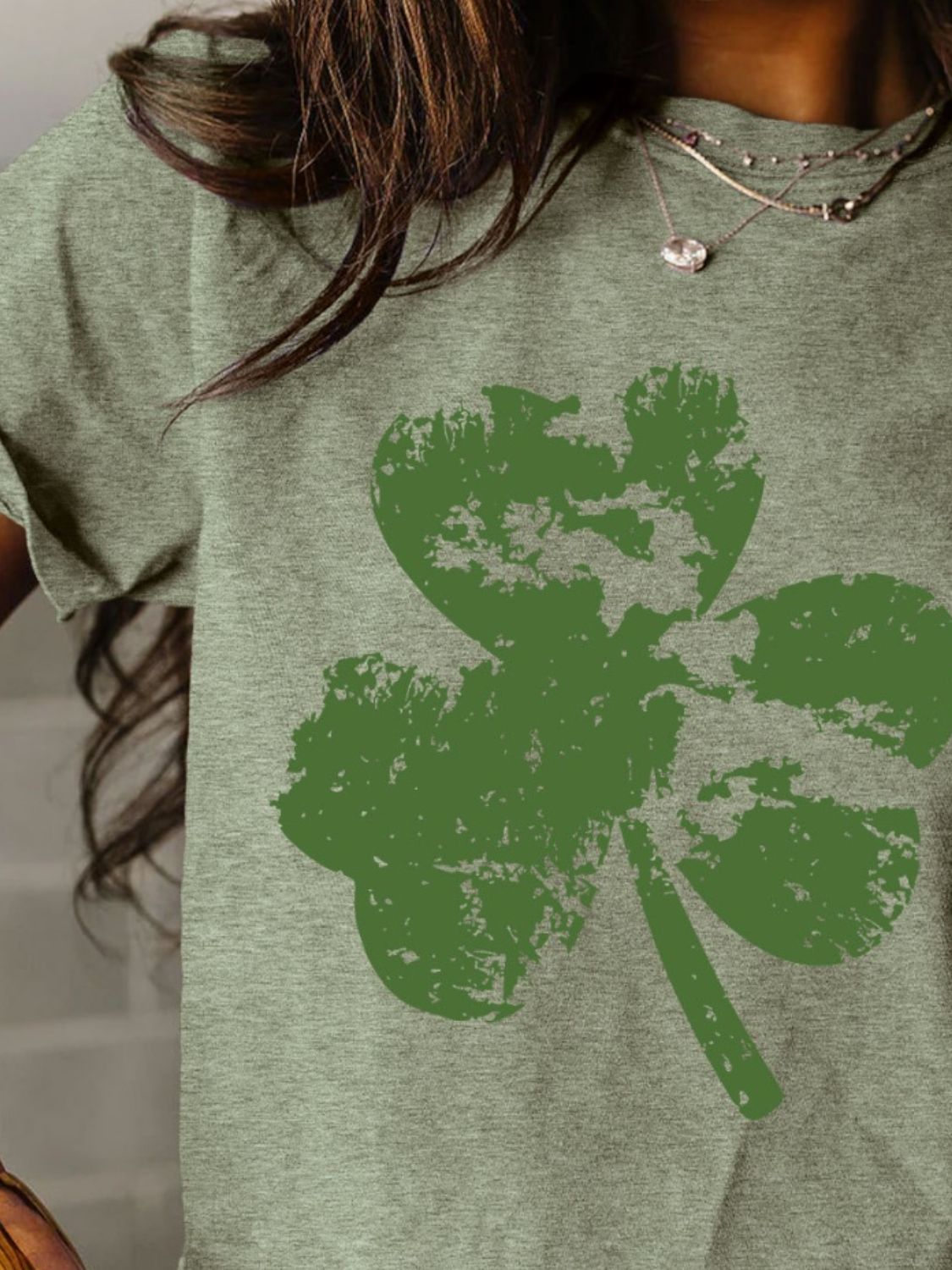 Full Size Lucky Clover Round Neck Short Sleeve T-Shirt - T - 11 COLORS -