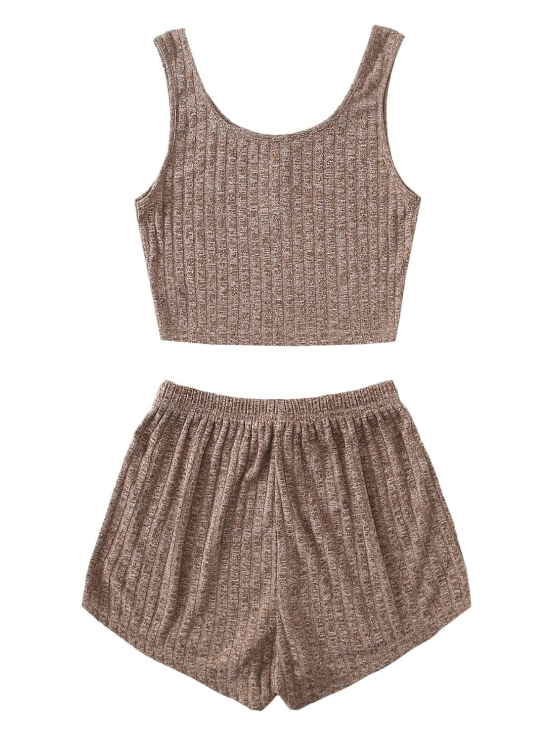 Scoop Neck Top and Shorts Lounge Set - 2 PCS. - T - 4 COLORS -