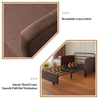 Thumbnail for Modern Love Seat Futon Sofa Bed With Headboard,Linen Love Seat Couch,Pull Out Sofa Bed With 2 Pillows & 2 Sides Pockets