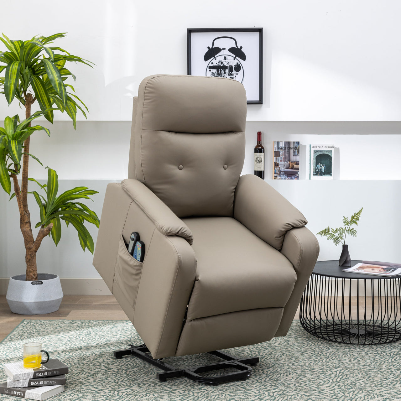 Massage Recliner Chair Electric Power Lift Chairs With Side Pocket, Adjustable Massage and Heating Function for Adults A