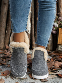 Thumbnail for Faux Furry Suede Round Toe Flat Sneakers - T - 5 COLORS -