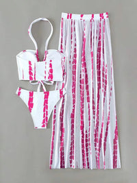 Thumbnail for Printed Halter Neck Three-Piece Swim Set - 3 PCS. - T - 6 COLORS -