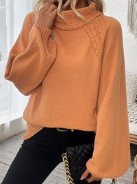 Thumbnail for Cable-Knit Turtleneck Long Sleeve Sweater - T - 1 COLOR -