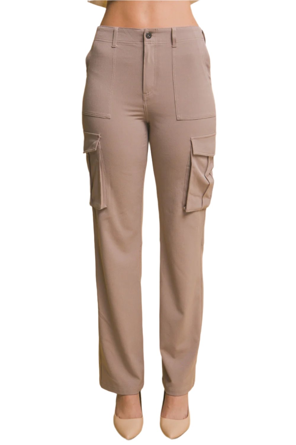 Love Tree High Rise Cargo Pants with Pockets - T - 1 COLOR -