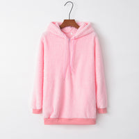 Thumbnail for Quarter-Zip Drawstring Teddy Hoodie - T - 9 COLORS -