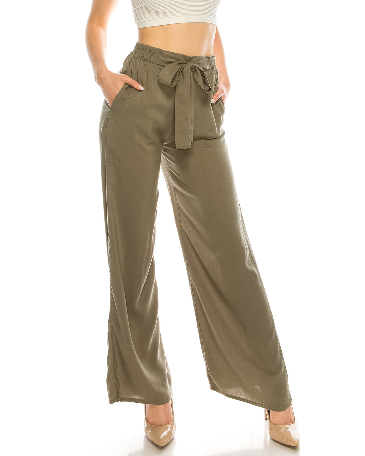 Mid or High Waist Cropped Skinny or Wide Leg Trouser Pants Culottes - 1 COLOR -