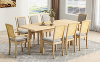 Thumbnail for Rustic Extendable 84inch Dining Table Set With 24inch Removable Leaf , 6 Upholstered Armless Dining Chairs and 2 Padded