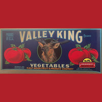 Thumbnail for Vintage 1940s Valley King Vegetable Crate Label, Elk, Buck, Stag San Francisco, CA