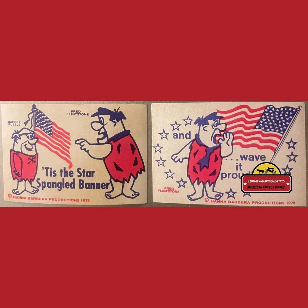 Vintage Patriotic Bicentennial Fred Flintstone Barney Rubble Stickers 1975