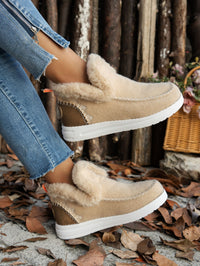 Thumbnail for Faux Furry Suede Round Toe Flat Sneakers - T - 5 COLORS -