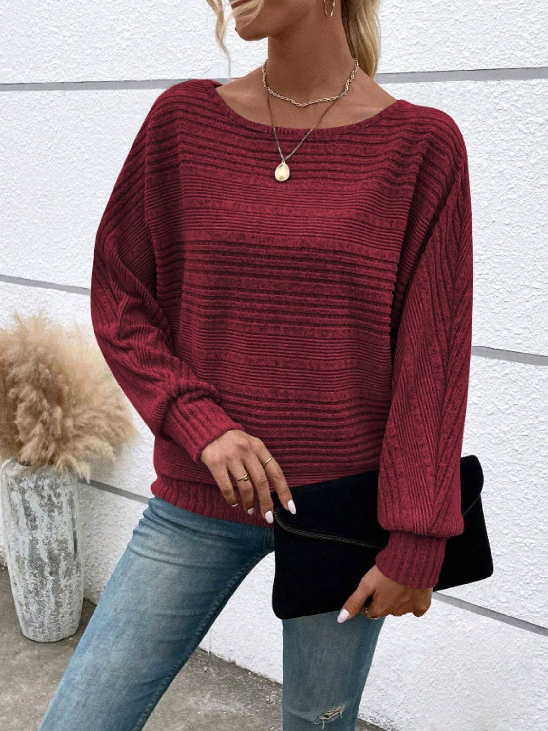 Round Neck Long Sleeve Top - T - 6 COLORS -