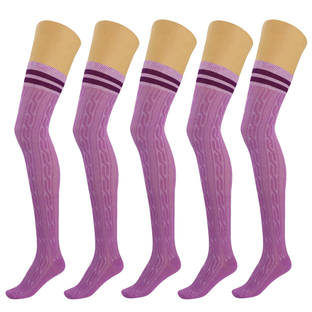 5 Pairs Over Knee Thigh Socks Knee-High Warm Stocking Women Boot Sock Leg Warmer High Socks - FITS SIZES 5-10 - 9 COLORS -