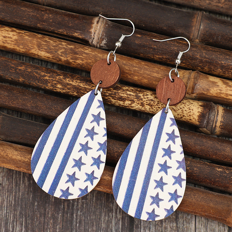 Printed PU Leather Dangle Earrings - T - 2 COLORS/PATTERNS -