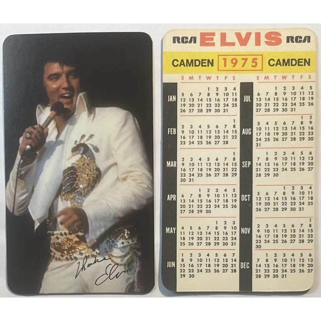 Vintage 1975 Elvis Presley Card Calendar, RCA Records, Rock and Roll Memorabilia