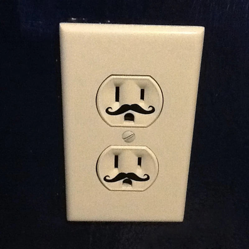 12pcs Funny Light Switch Sticker Mustache Funny Outlet Vinyl Decal Stickers  - 12 MOUSTACHES -