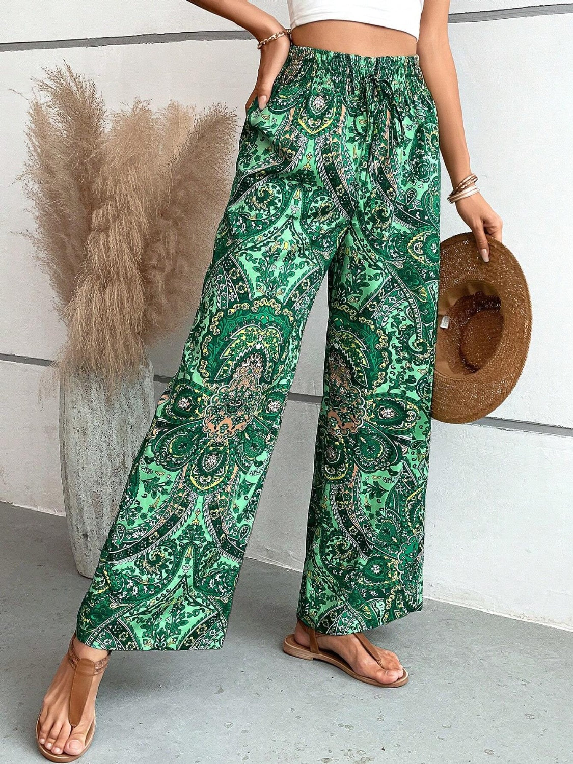 Printed Wide Leg Pants - Beach or Everyday - T - 5 COLORS -