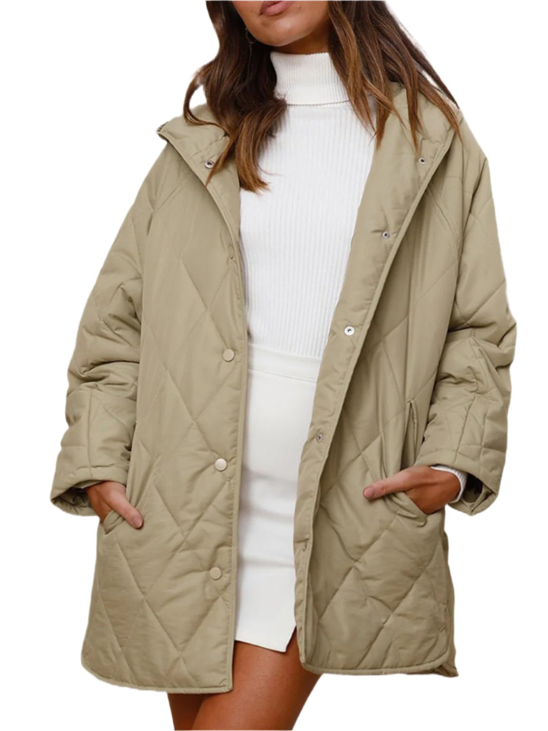 Slit Snap Down Long Sleeve Hooded Jacket - T - 8 COLORS -