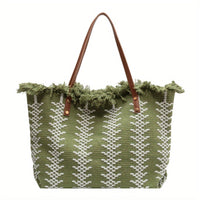 Thumbnail for Shomico - Bohemia Canvas Woven Tote Bag Simple Ethnic Purse - 3 COLORS -