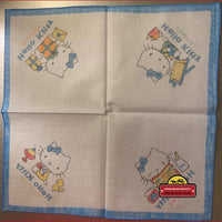 Thumbnail for Vintage Hello Kitty Cotton Cloth Napkin Handkerchief Blue 1980s