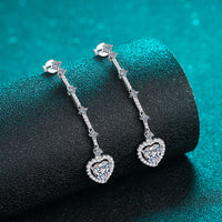 Thumbnail for 2 Carat Moissanite Zircon 925 Sterling Silver Heart Earrings