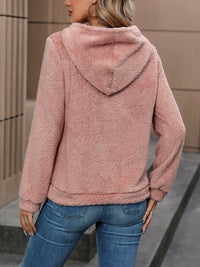 Thumbnail for Fuzzy Long Sleeve Hoodie - T - 2 COLORS -