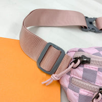 Thumbnail for Checkered Adjustable Strap Nylon Crossbody Bag - T - 4 COLORS -