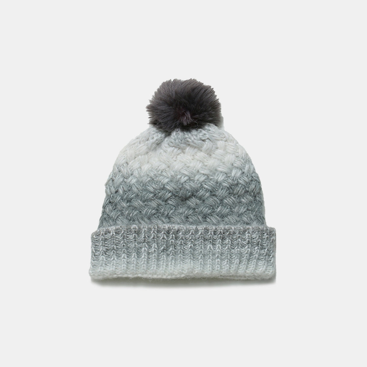 Gradient Knit Hat with Pompom - T - 6 COLORS -