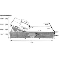 Thumbnail for Outdoor Double Sunbed, Wicker Rattan Patio Reclining Chairs With Adjustable Backrest and Seat, Conversational Set for 2