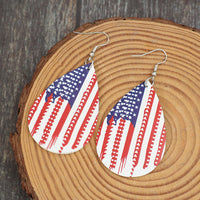 Thumbnail for PU Leather US Flag Teardrop Shape Earrings - T -