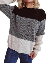 Thumbnail for Color Block Long Sleeve Sweater - T - 3 COLORS -