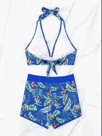 Thumbnail for Printed Halter Neck Two-Piece Swim Set - T - 2 PATTERN COLORS/BLACK -