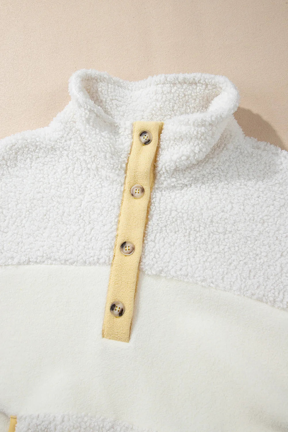 Mock Neck Long Sleeve Sherpa Sweatshirt - T - 1 COLOR -