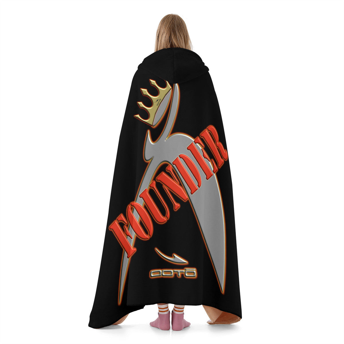 Item 43.) FOUNDER - CROWNED BIG STEPPIN GLYPHIC - SF_F15 Hooded Blanket - GET LARGE NO EXTRA COST! - 1 COLOR - 2 SIZES -