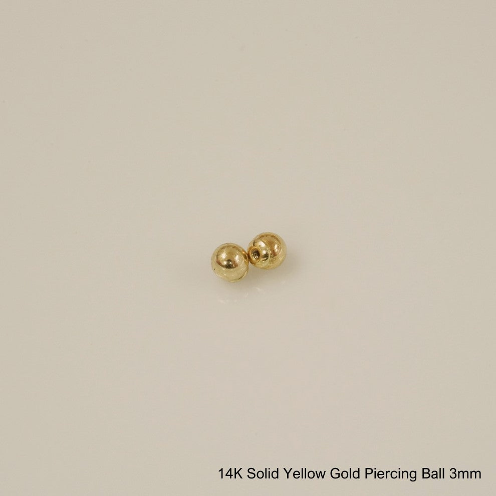 Brisbane - 14K SOLID GOLD BALL PIERCING, 3mm-4mm-5mm-6mm - [9-15 DAY DELIVERY] - SINGLE OR PAIR -