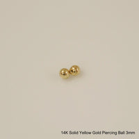 Thumbnail for Brisbane - 14K SOLID GOLD BALL PIERCING, 3mm-4mm-5mm-6mm - [9-15 DAY DELIVERY] - SINGLE OR PAIR -