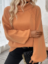 Thumbnail for Cable-Knit Turtleneck Long Sleeve Sweater - T - 1 COLOR -