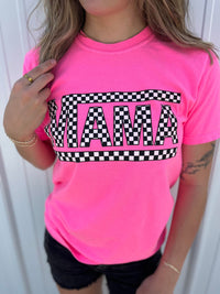 Thumbnail for Checkered Mama Pink Tee - 1 COLOR -