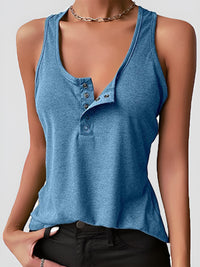 Thumbnail for Full Size Quarter Snap Scoop Neck Tank - SIZES S THRU 3XL - T - 8 COLORS -