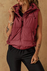 Thumbnail for Drawstring Zip Up Vest Coat - T - 1 COLOR -