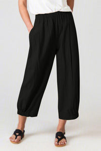 Thumbnail for Full Size Elastic Waist Cropped Pants - T - 4 COLORS -