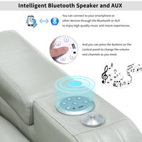 Thumbnail for PU Leather Power Recliner Individual Seat Home Theater Recliner With Cooling Cup Holder, Bluetooth Speaker, LED Lights,