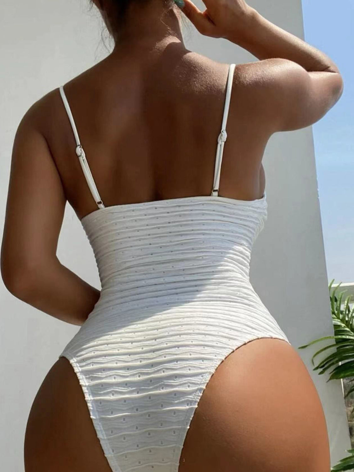 Sweetheart Neck Spaghetti Strap One-Piece Swimwear - T - 1 COLOR -