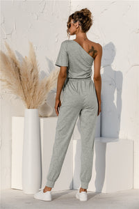 Thumbnail for Single Shoulder Short Sleeve Jumpsuit - T - 1 COLOR -