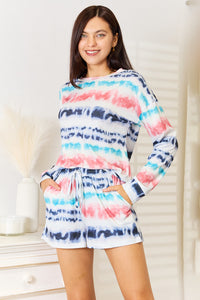 Thumbnail for Double Take Tie-Dye Dropped Shoulder Lounge Set - SIZES S THRU 2XL - 2 PCS. - T - 1 COLOR -