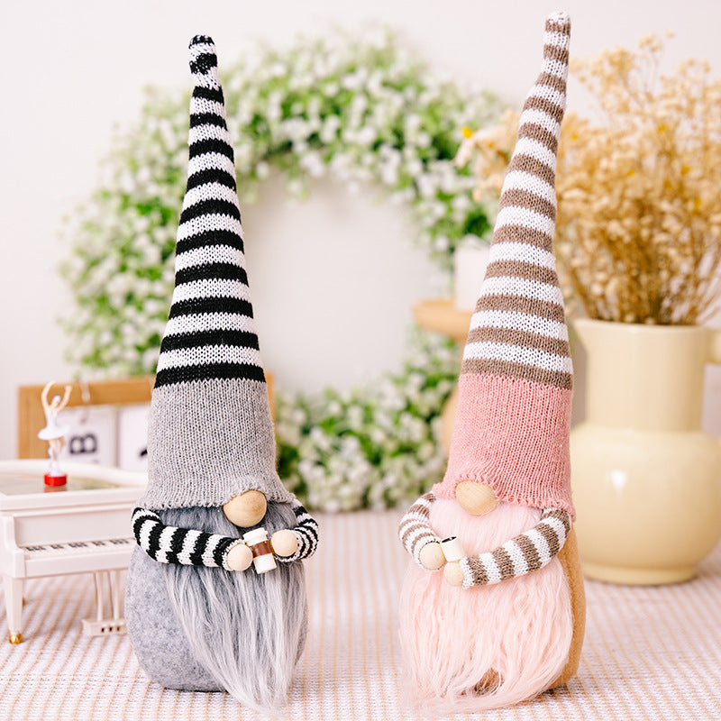 Striped Pointed Hat Faceless Gnome - 15" - [5-10 DAY DELIVERY] - T - 2 COLORS -