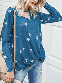 Thumbnail for Cutout Round Neck Long Sleeve T-Shirt - T - 5 COLORS -