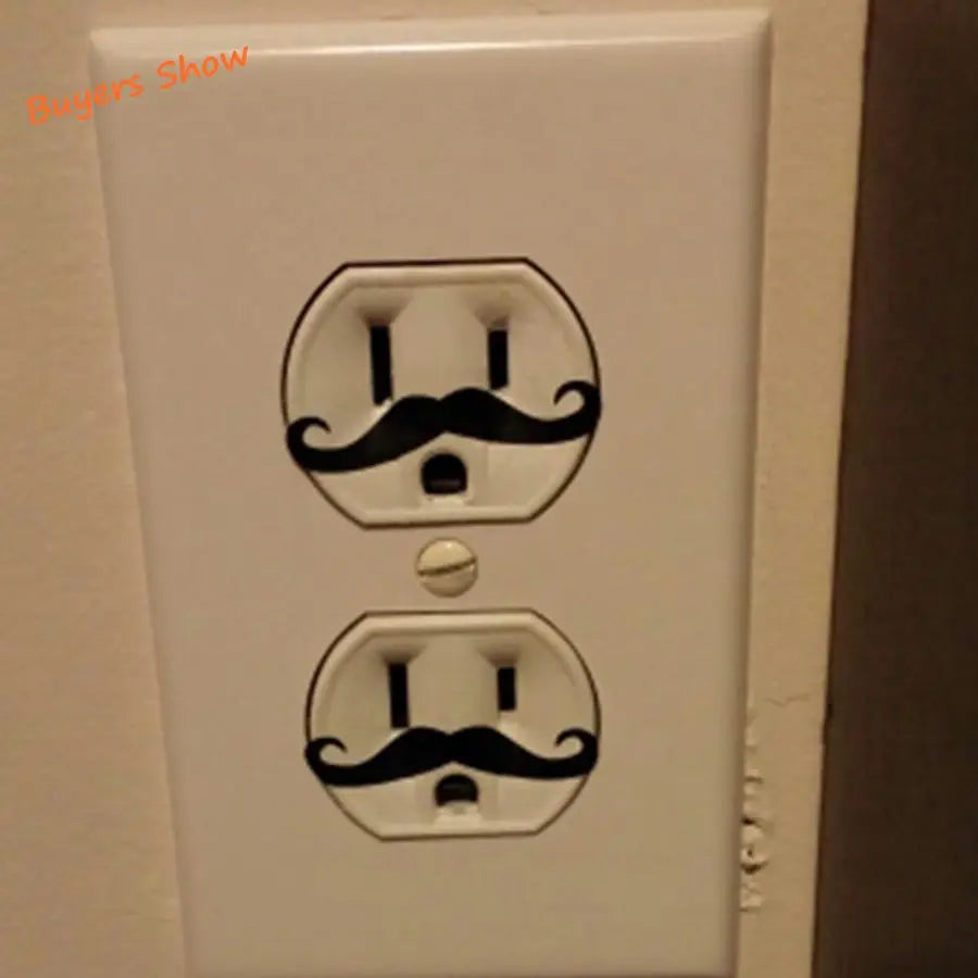 12pcs Funny Light Switch Sticker Mustache Funny Outlet Vinyl Decal Stickers  - 12 MOUSTACHES -