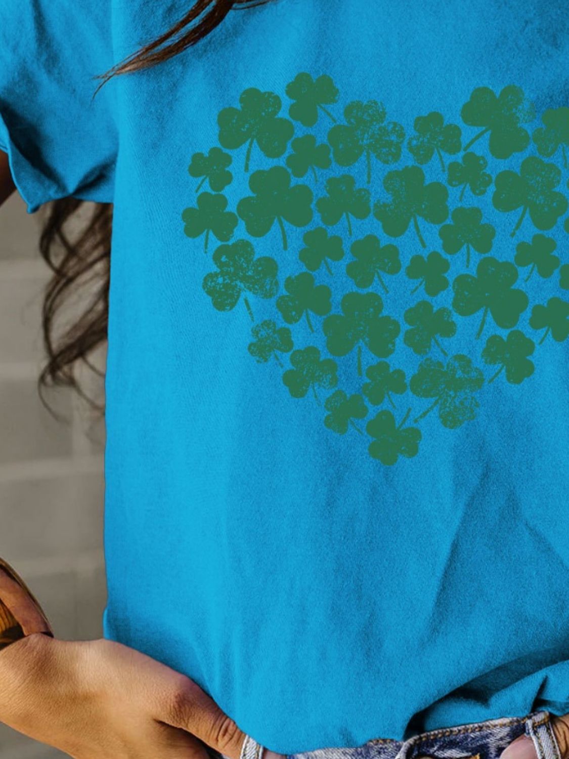 Full Size Lucky Clover Round Neck Short Sleeve T-Shirt - T - 10 COLORS -