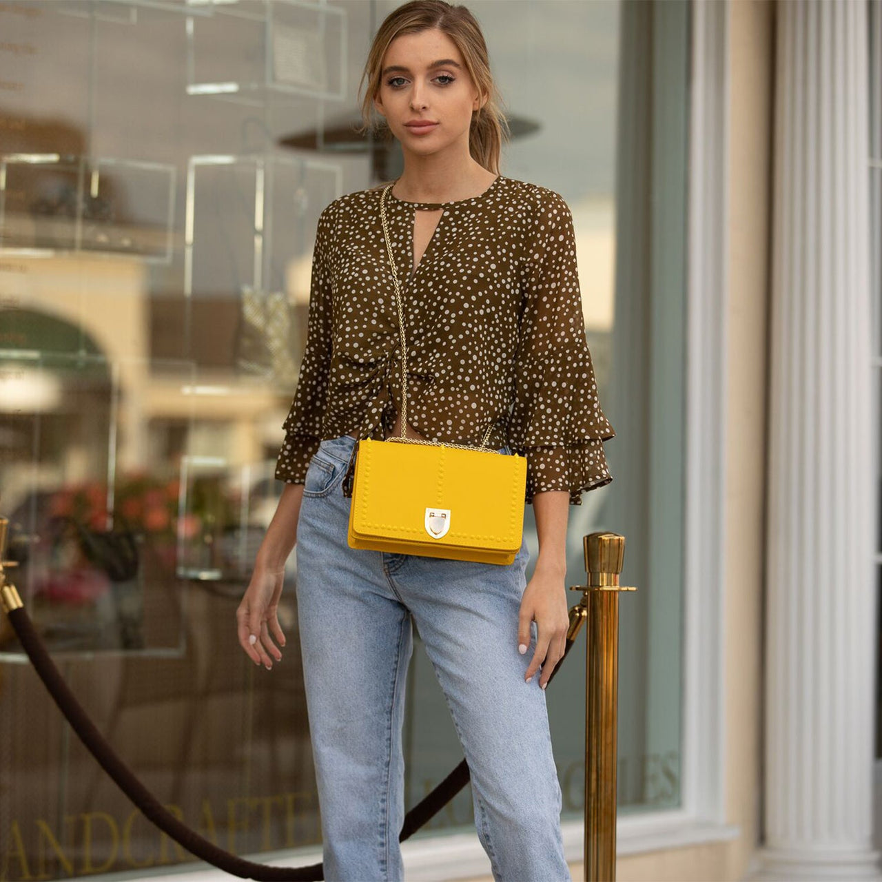 Josie Mustard Yellow Leather Purse -